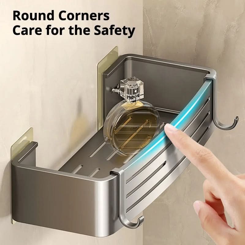Drill-Free Aluminum Shower Caddy with Adhesive Mount – Rust-Resistant Storage Organizer for Toiletries, Shampoo & Bathroom Essentials | Thomler