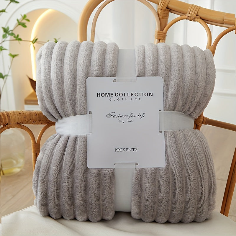 Fleece Blanket Polyester Flannel Lightweight Sofa Bed Throw Modern Solid Colour Warm Winter Living Room Bedding | Thomler