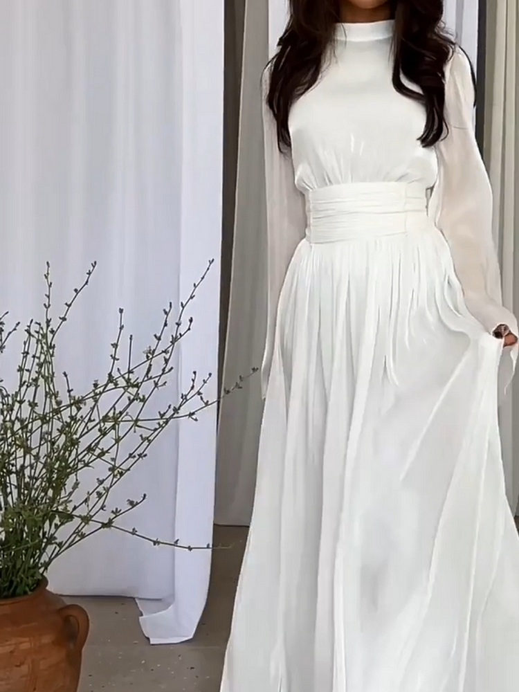 Artistic Ankle-Length Dress with Graceful Drape for Women | Thomler