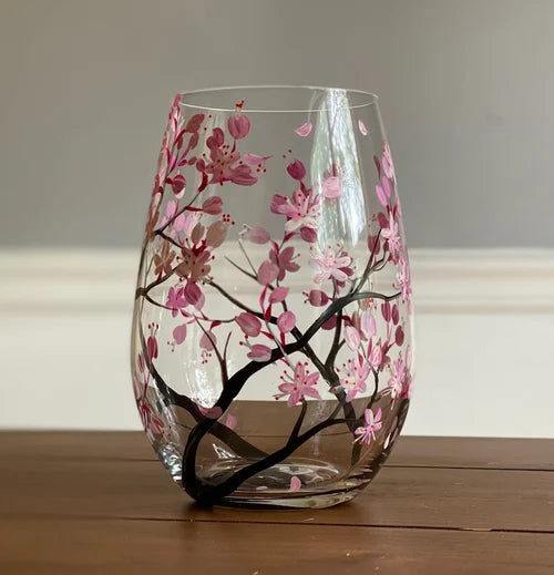 Hand-Painted Seasonal Tree Wine Glasses – Artisan Stemware with Four Seasons Design for Home & Gift | Thomler