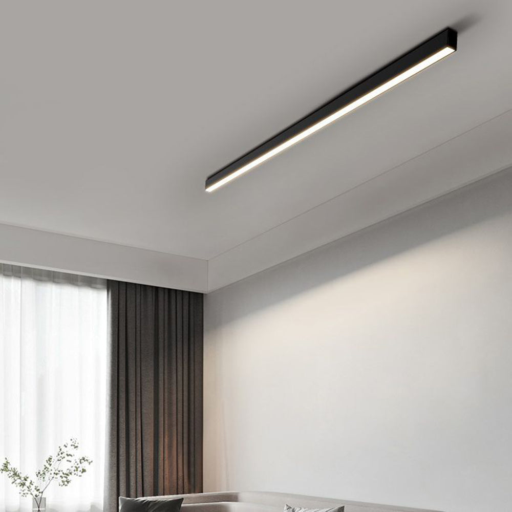 Modern Linear Black LED Flush Mount Ceiling Light Dimmable 24-47 Inch Metal for Kitchen Living Room | Thomler