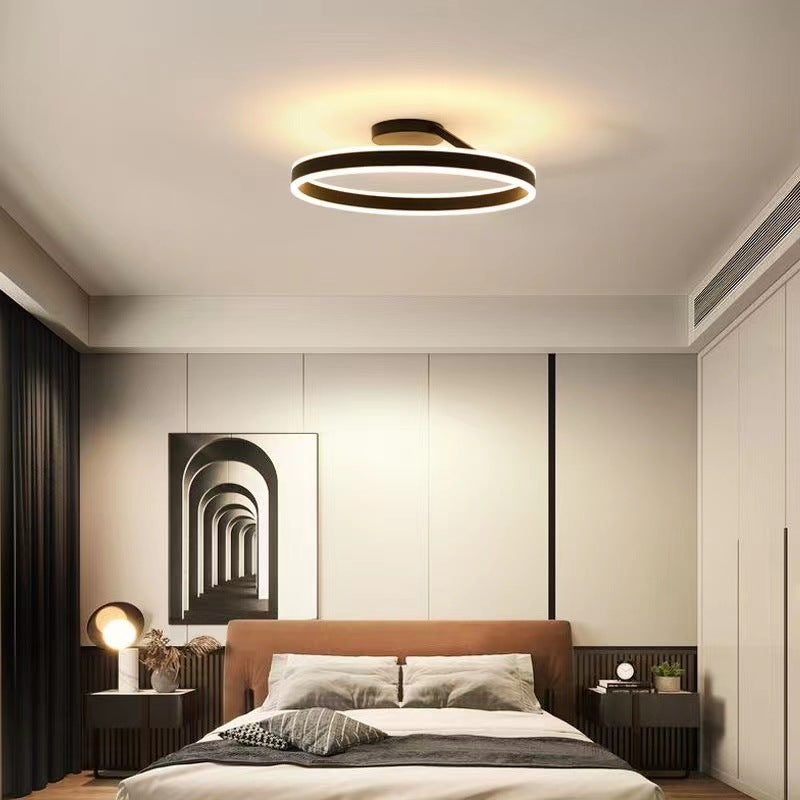 Modern Ring LED Flush Mount Ceiling Light – Dimmable with Remote – Metal & Acrylic – for Bedroom, Hallway, Dining Room | Thomler