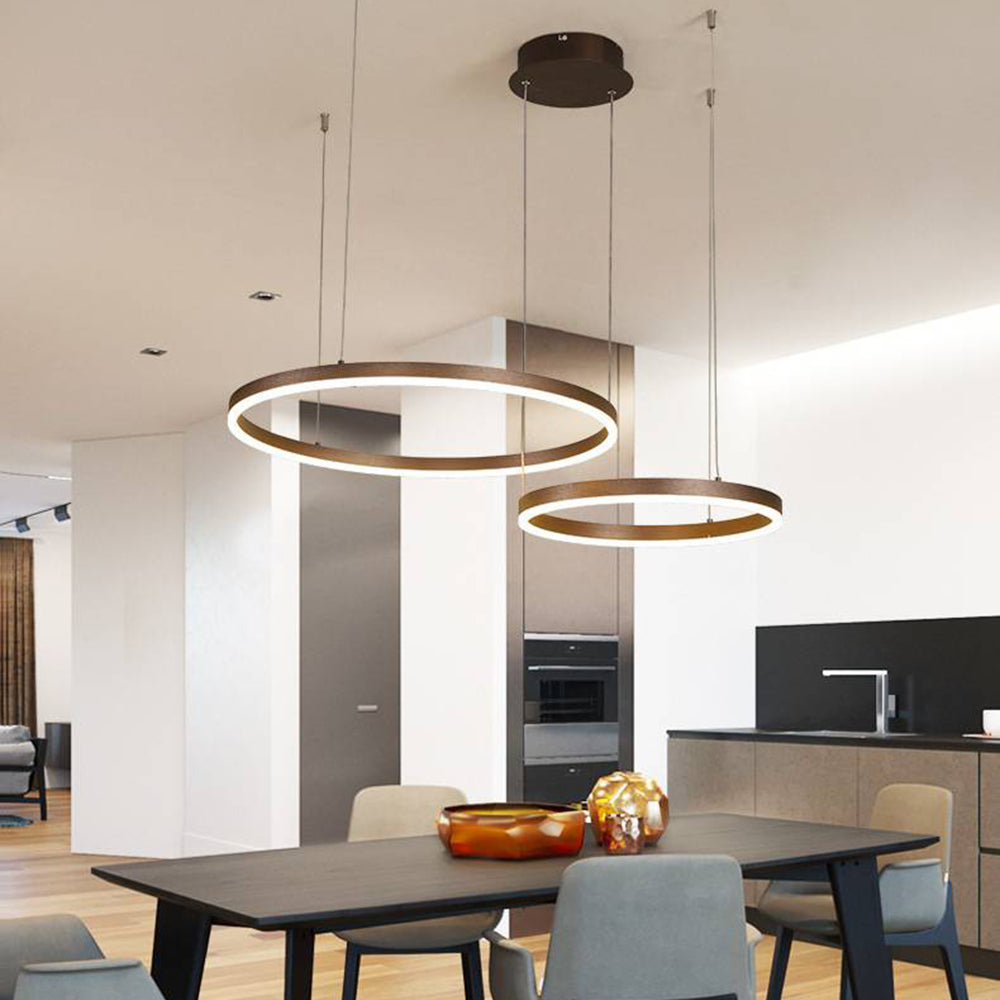 Tiered Ring Pendant Light Modern Metal Circular Chandelier for Dining Room Living Room Bedroom Kitchen Island Adjustable Height LED | Thomler