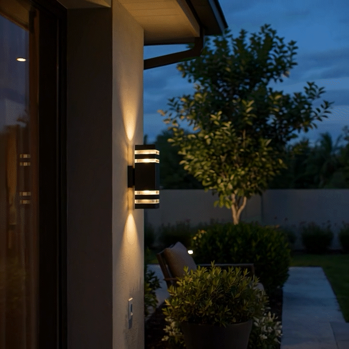 Dual-Beam Outdoor Wall Light with Up & Down Glow in Brushed Aluminum for Patio Entryway Garden Walkway | Thomler