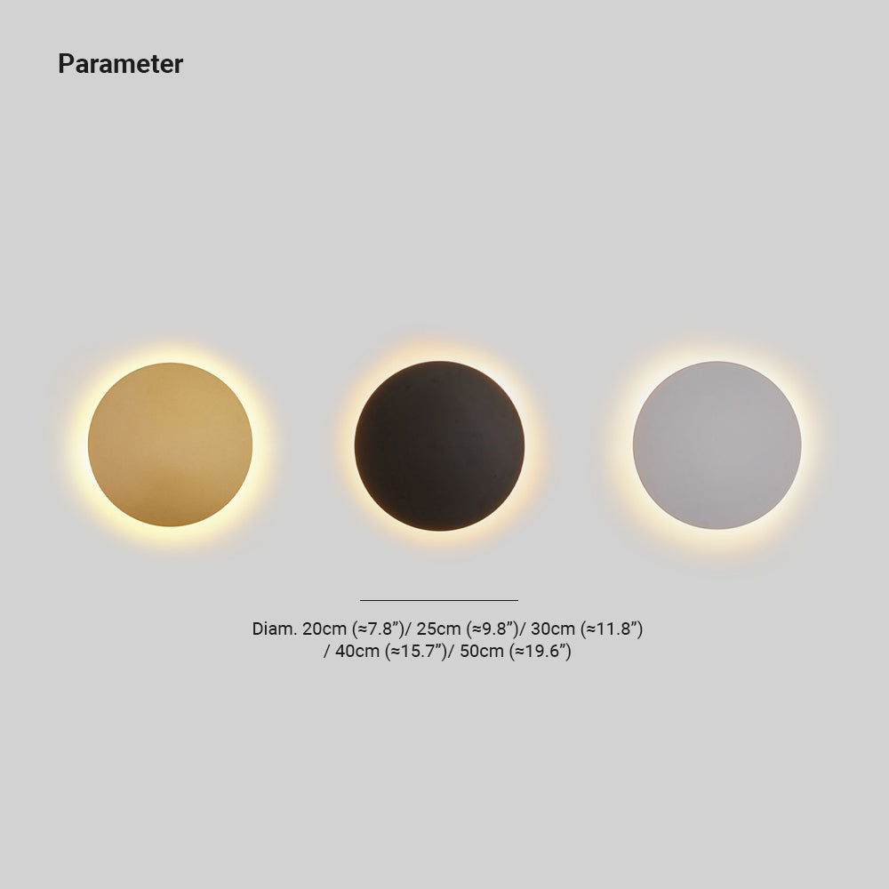 Round Metal Wall Sconce Modern Minimalist LED Light for Bedroom Living Room Black White Gold Finish Hardwired 8 to 20 Inch | Thomler