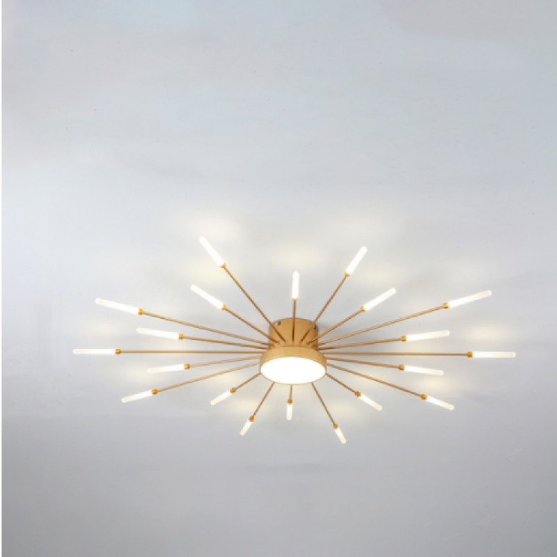 Starburst Dimmable LED Ceiling Light Flush Mount Black Gold Metal Acrylic Indoor Modern Fixture for Bedroom Living Room Dining Room | Thomler