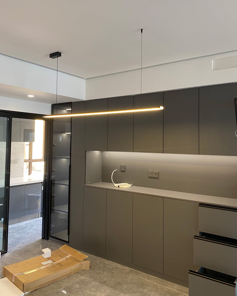 Linear Pendant Light Metal 39 in Adjustable Kitchen Island LED Warm White 3000K-6000K Modern Dining Room Hanging Lamp | Thomler