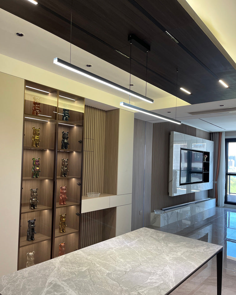 Linear Pendant Light Metal 39 in Adjustable Kitchen Island LED Warm White 3000K-6000K Modern Dining Room Hanging Lamp | Thomler