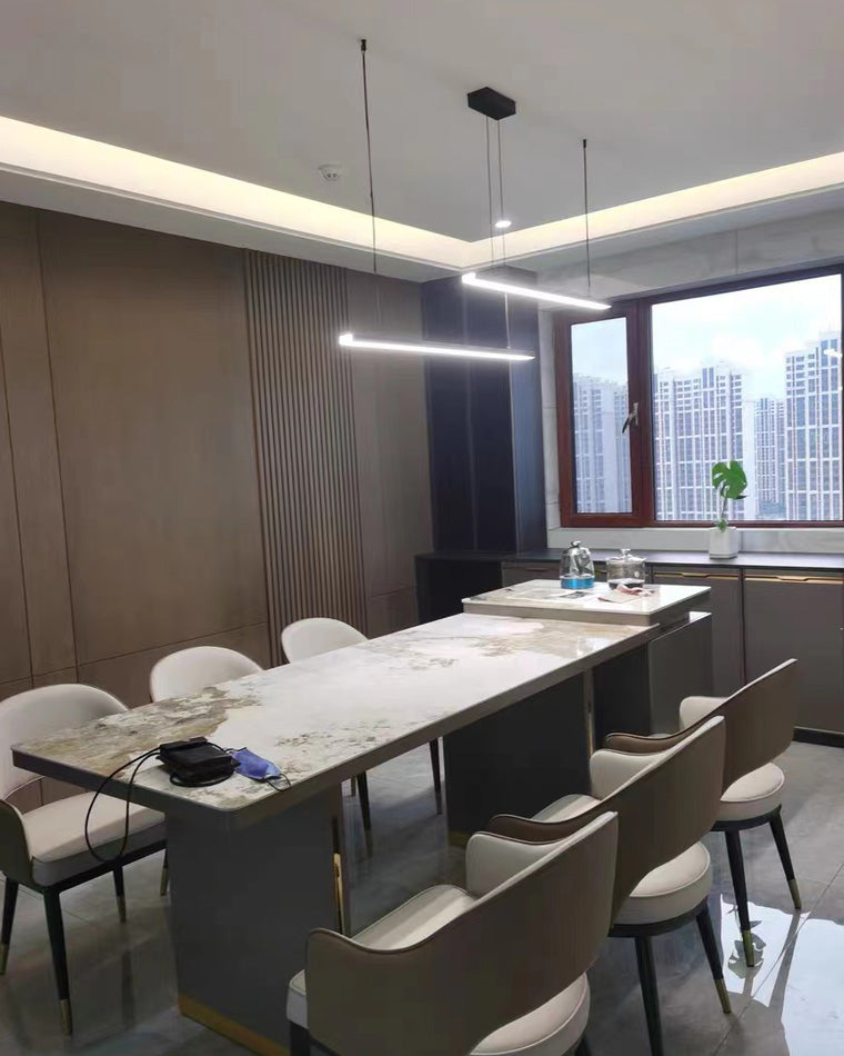 Linear Pendant Light Metal 39 in Adjustable Kitchen Island LED Warm White 3000K-6000K Modern Dining Room Hanging Lamp | Thomler