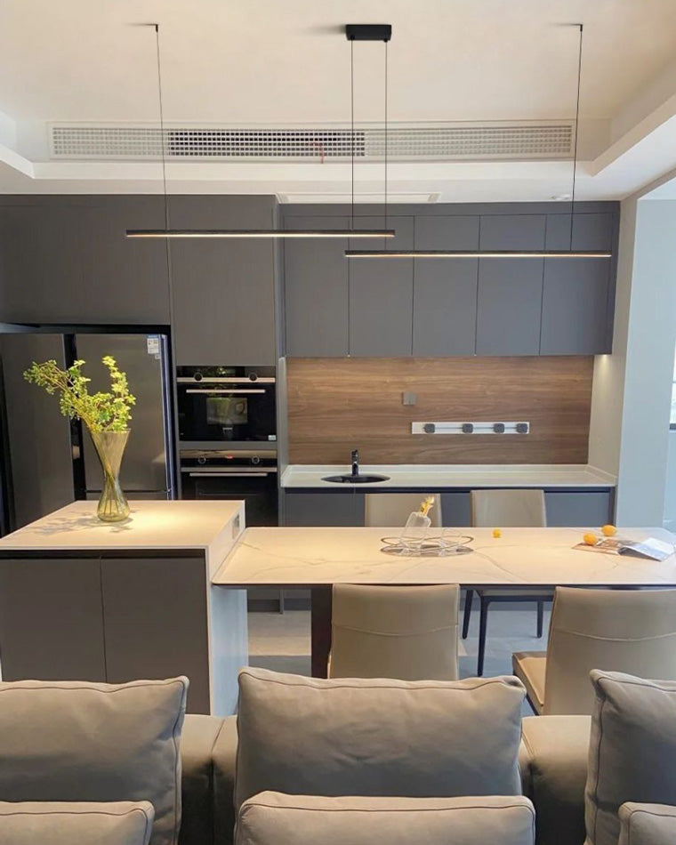 Linear Pendant Light Metal 39 in Adjustable Kitchen Island LED Warm White 3000K-6000K Modern Dining Room Hanging Lamp | Thomler