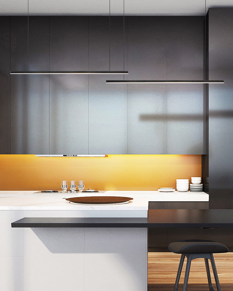 Linear Pendant Light Metal 39 in Adjustable Kitchen Island LED Warm White 3000K-6000K Modern Dining Room Hanging Lamp | Thomler