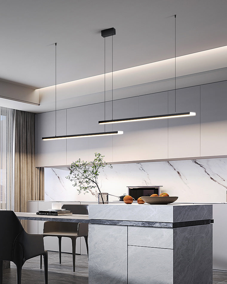 Linear Pendant Light Metal 39 in Adjustable Kitchen Island LED Warm White 3000K-6000K Modern Dining Room Hanging Lamp | Thomler