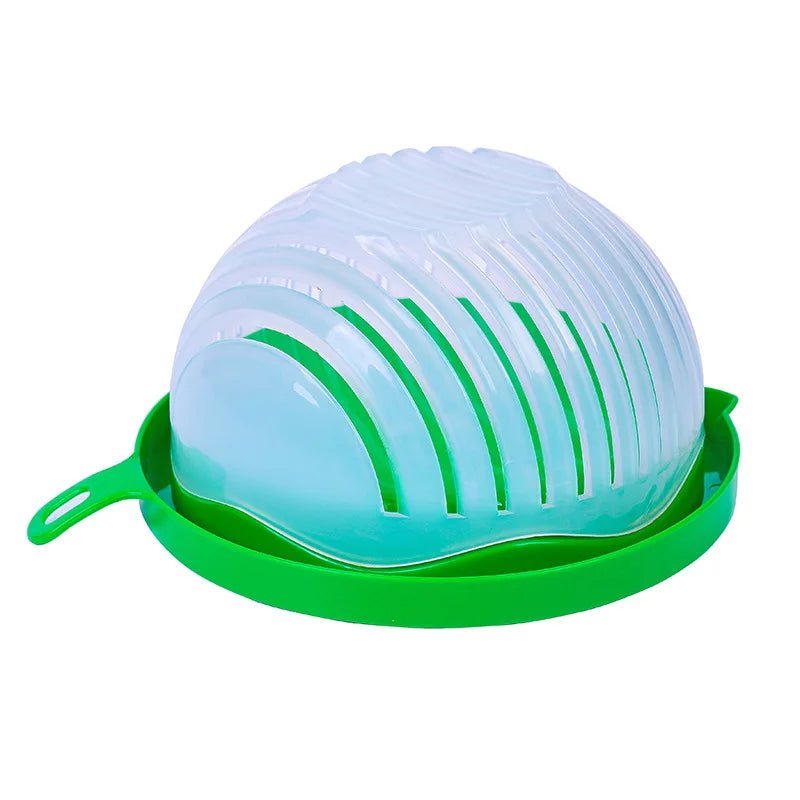 Vegetable Chopper Bowl with Built-In Blade Strainer for Quick Meal Prep Kitchen Salad Maker Dual Function Cutting and Draining | Thomler