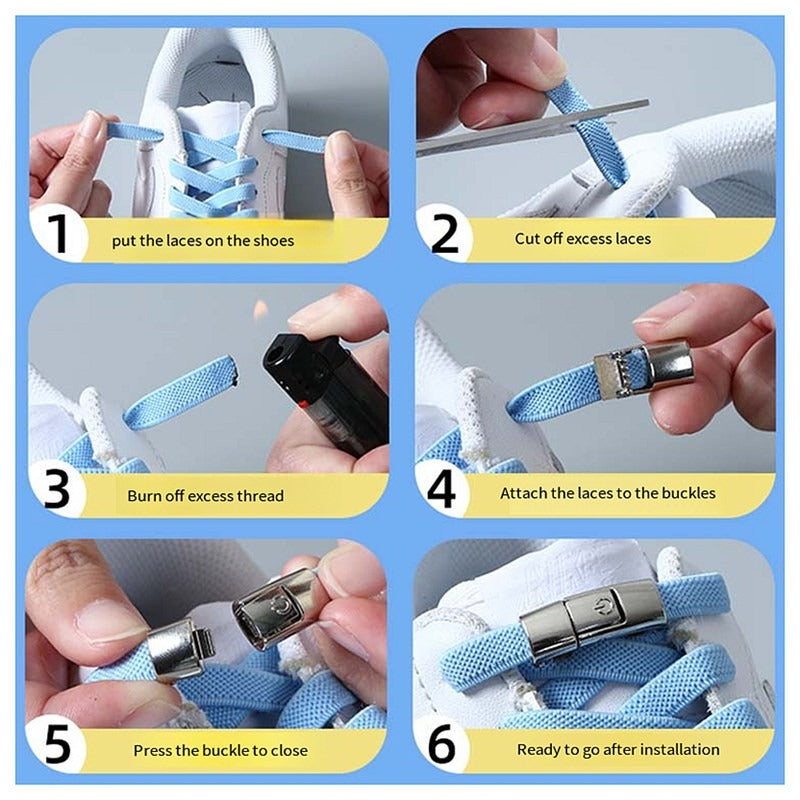 No-Tie Shoe Laces with Quick-Lock System – Elastic Lacing for Sneakers, Running Shoes & Everyday Footwear – One-Click Easy On/Off Closure | Thomler