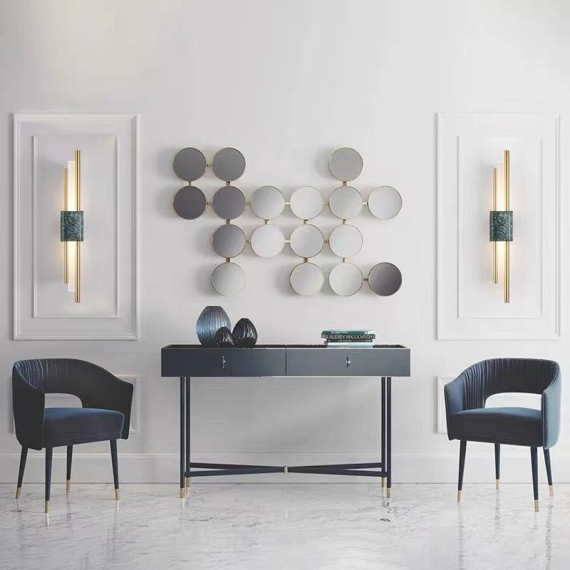 Contemporary Metal & Marble LED Wall Sconce for Bedroom, Living Room & Hallway – Hardwired Indoor Lighting | Thomler
