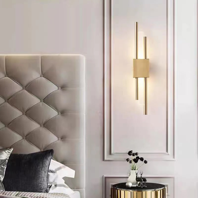 Modern Linear Wall Sconce with Marble Accents – Metal Construction, Warm LED Lighting for Bedroom & Living Room | Thomler