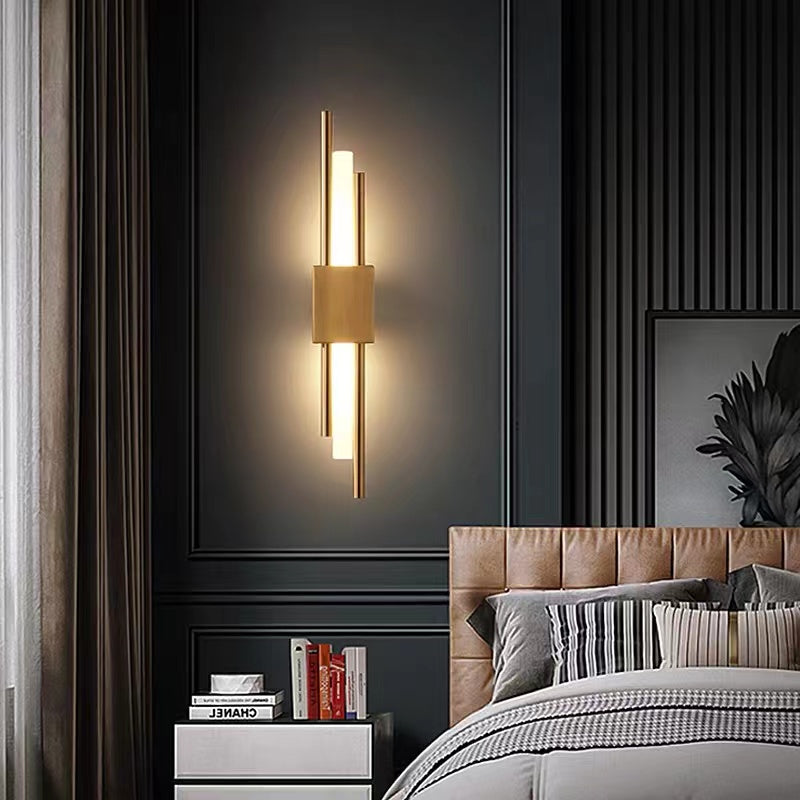 Modern Linear Wall Sconce with Marble Accents – Metal Construction, Warm LED Lighting for Bedroom & Living Room | Thomler