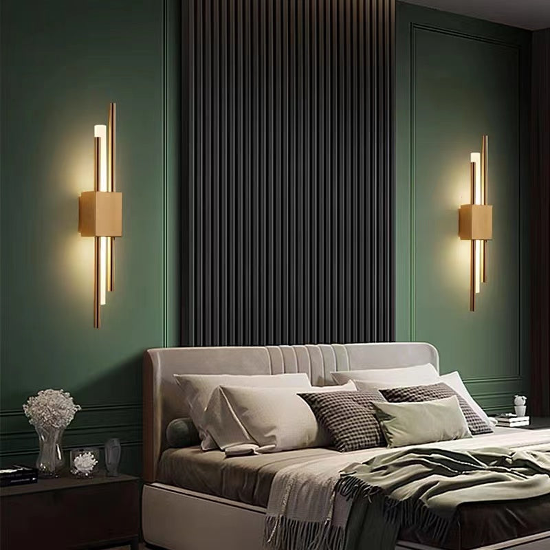 Modern Linear Wall Sconce with Marble Accents – Metal Construction, Warm LED Lighting for Bedroom & Living Room | Thomler