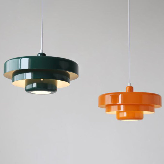 Hanging Ceiling Fixture 1-Socket Metal Shade Round Tiered Design Hardwired for Dining Room Kitchen Island Bar | Thomler