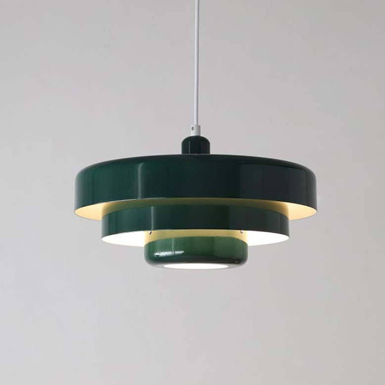 Hanging Ceiling Fixture 1-Socket Metal Shade Round Tiered Design Hardwired for Dining Room Kitchen Island Bar | Thomler