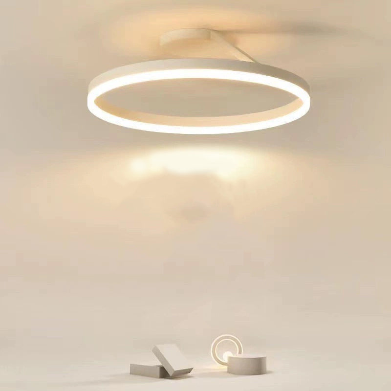 Modern Ring LED Flush Mount Ceiling Light – Dimmable with Remote – Metal & Acrylic – for Bedroom, Hallway, Dining Room | Thomler