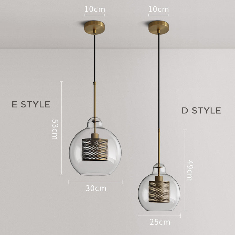 Modern Hanging Ceiling Fixture with Clear Glass Shade & Brass Hardware for Kitchen Island, Dining Room | Thomler