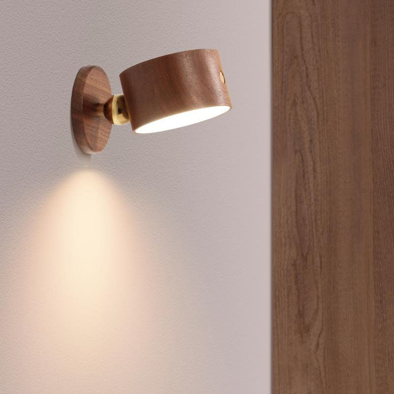 Rechargeable Magnetic Touch Control LED Accent Light for Hallway Bedroom Wall Sconce in Natural Wood Finish 3 in Wide 400 Lumens Ambient | Thomler