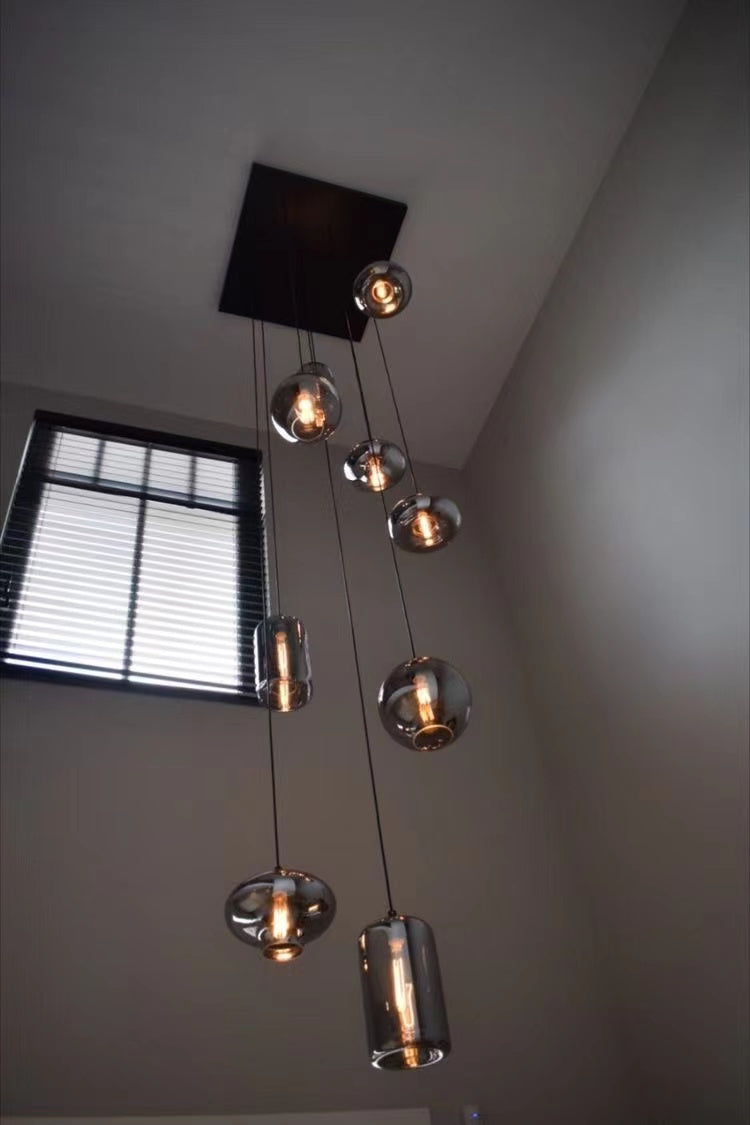 Spiral Glass Chandelier for Two-Story Entryway Multi-Light Dimmable Fixture for Stairwell Foyer Living Room High Ceiling | Thomler