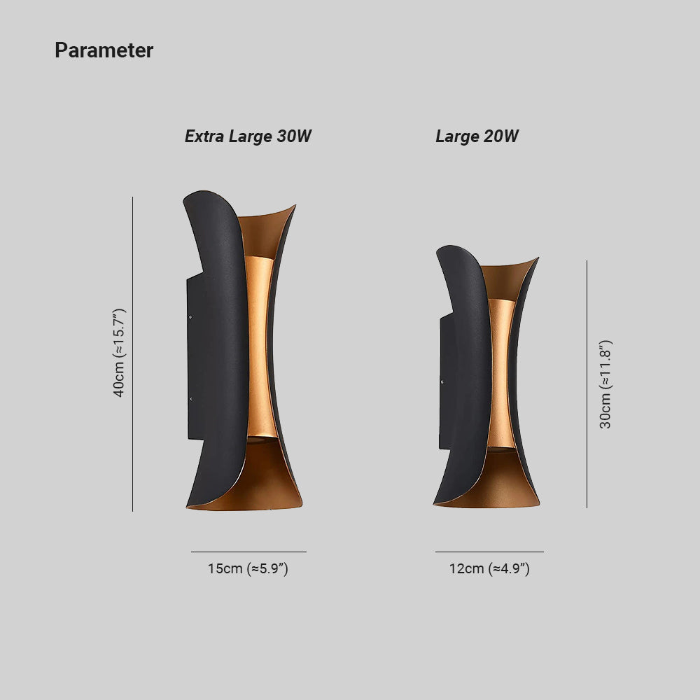 Waterproof Curved LED Outdoor Sconce Hardwired Wall Light for Patio Garden & Entryway | Thomler