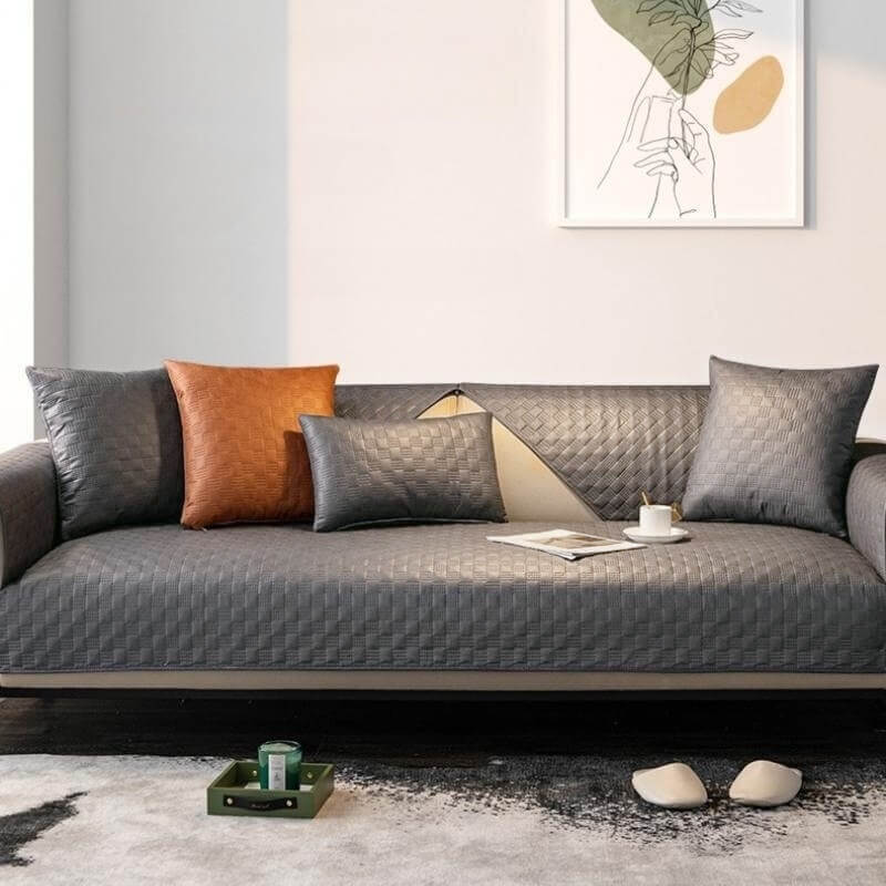 Faux Leather Sofa Cushion Protector – Waterproof Couch Seat Cover with Non-Slip Backing for Living Room Furniture | Thomler