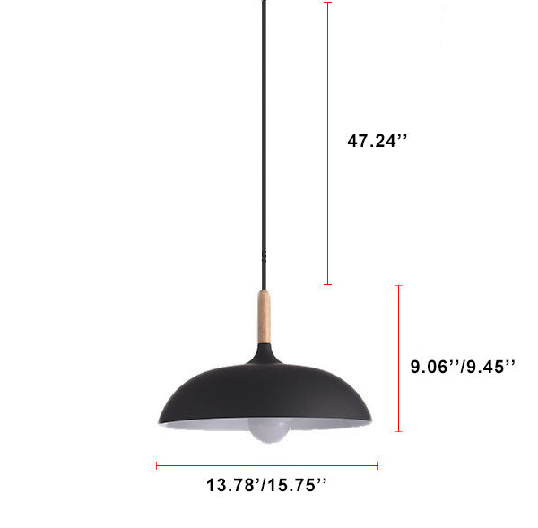 Modern Metal Pendant Light with Wood Detail – Adjustable Drop Ceiling Fixture for Dining, Kitchen & Living Room | Thomler