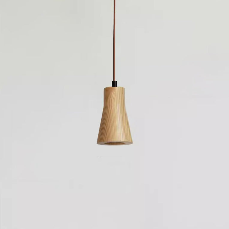 Pendant Light Wood GU10 5.7 in Beige Bedroom Living Room Hanging Ceiling Fixture Adjustable Cord Modern Minimalist | Thomler