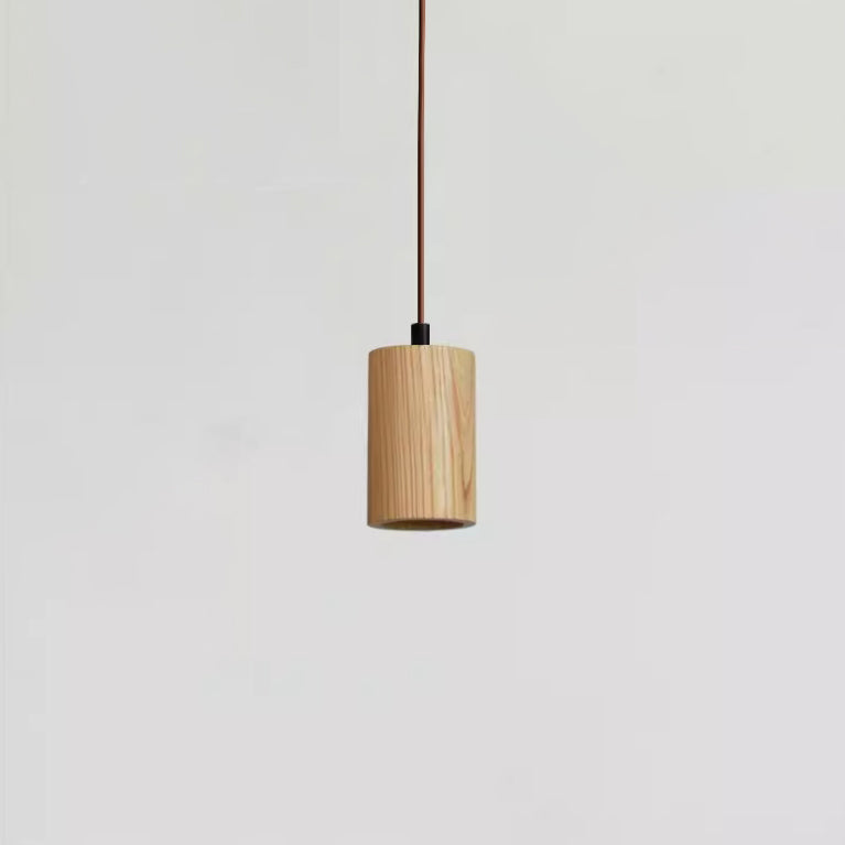 Pendant Light Wood GU10 5.7 in Beige Bedroom Living Room Hanging Ceiling Fixture Adjustable Cord Modern Minimalist | Thomler