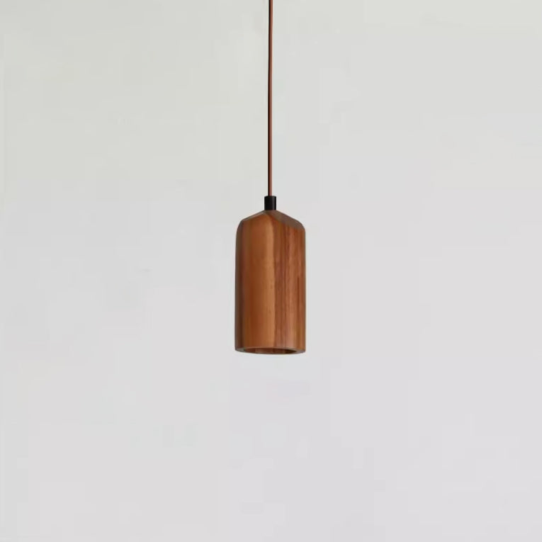 Pendant Light Wood GU10 5.7 in Beige Bedroom Living Room Hanging Ceiling Fixture Adjustable Cord Modern Minimalist | Thomler