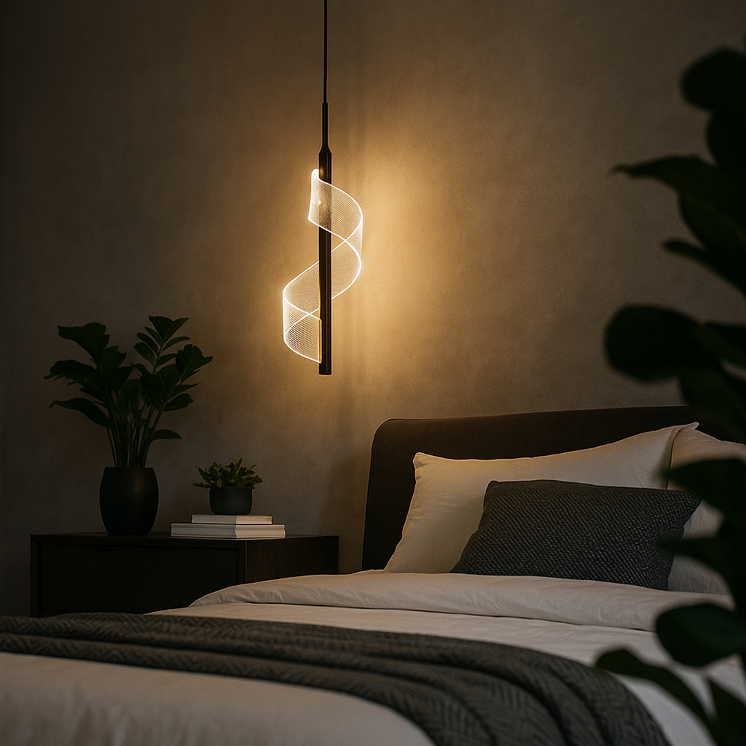 Wall Lamp Metal Acrylic LED 30.0 cm Black Bedroom Hallway Spiral Decorative Reading Accent Light | Thomler