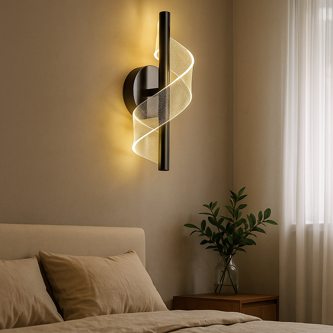 Wall Lamp Metal Acrylic LED 30.0 cm Black Bedroom Hallway Spiral Decorative Reading Accent Light | Thomler