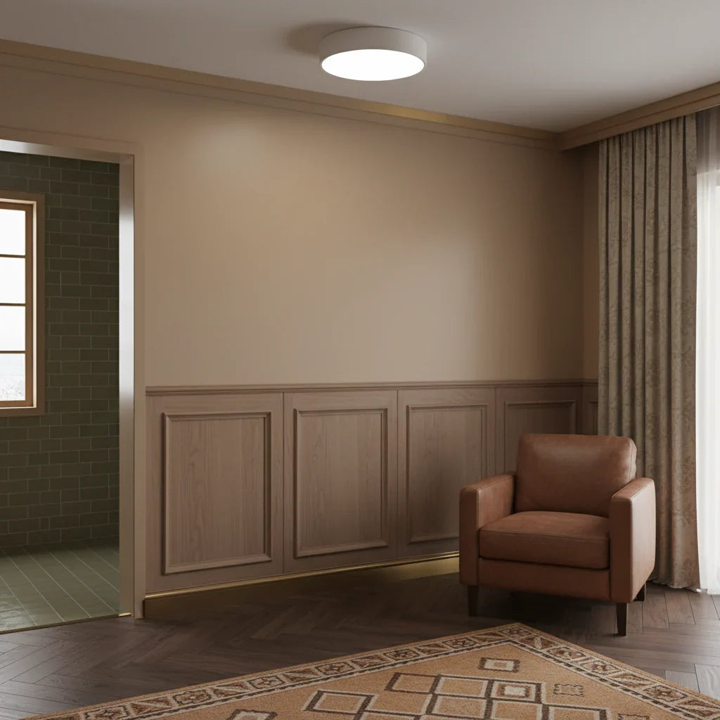 Flush-Mount LED Disc Ceiling Fixture with Metal Housing – Modern Ambient Overhead Lighting for Home | Thomler