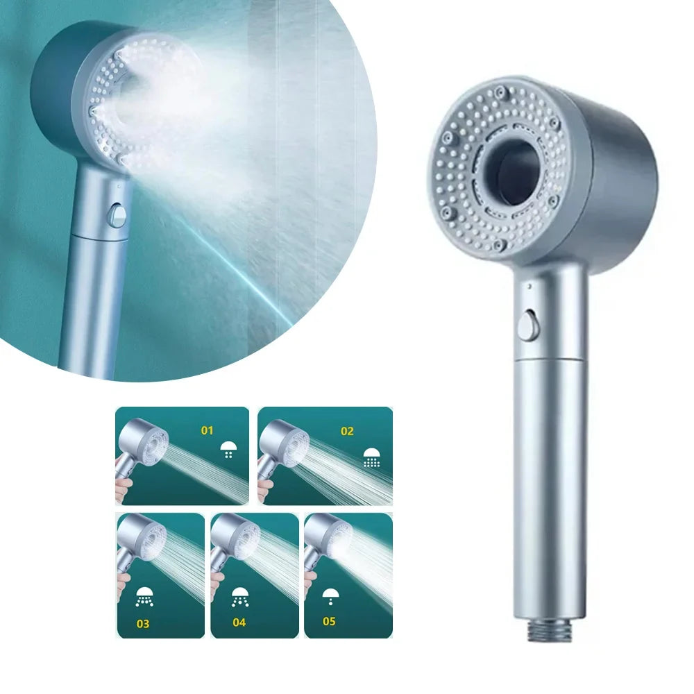 High-Pressure Handheld Shower Head with 5 Spray Patterns for Low Water Pressure Bathrooms | Thomler