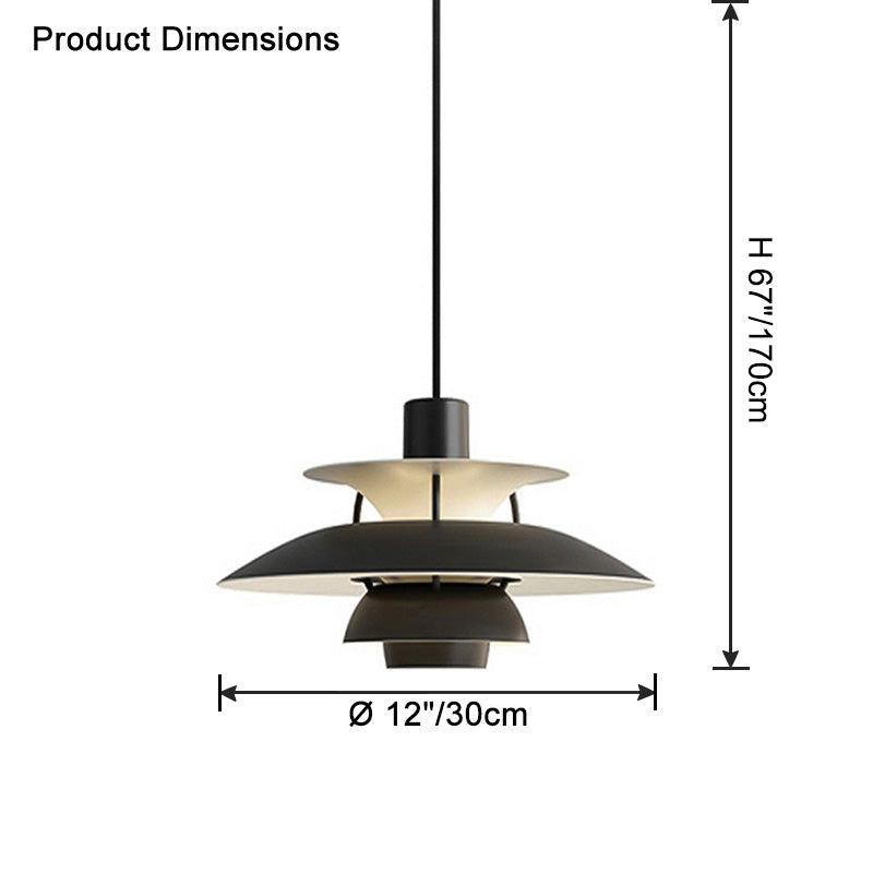 Pendant Light Metal E27 Layered Shade Dining Table Kitchen Island Scandinavian Hanging Ceiling Lamp | Thomler