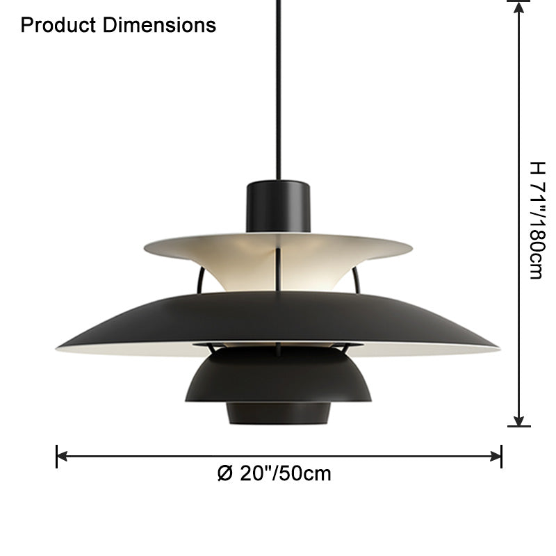 Pendant Light Metal E27 Layered Shade Dining Table Kitchen Island Scandinavian Hanging Ceiling Lamp | Thomler