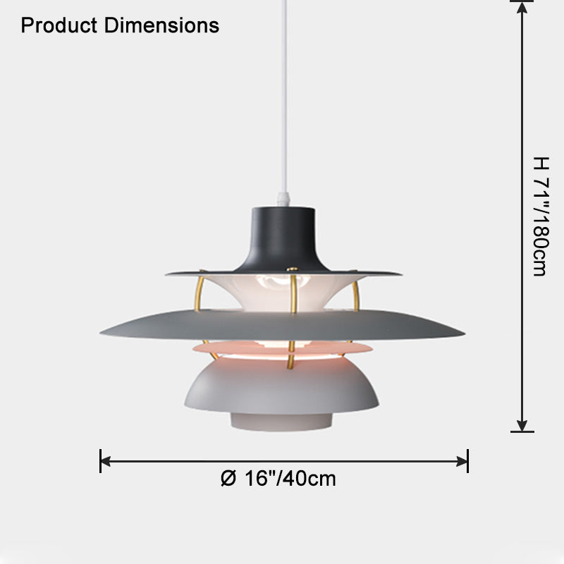 Pendant Light Metal E27 Layered Shade Dining Table Kitchen Island Scandinavian Hanging Ceiling Lamp | Thomler