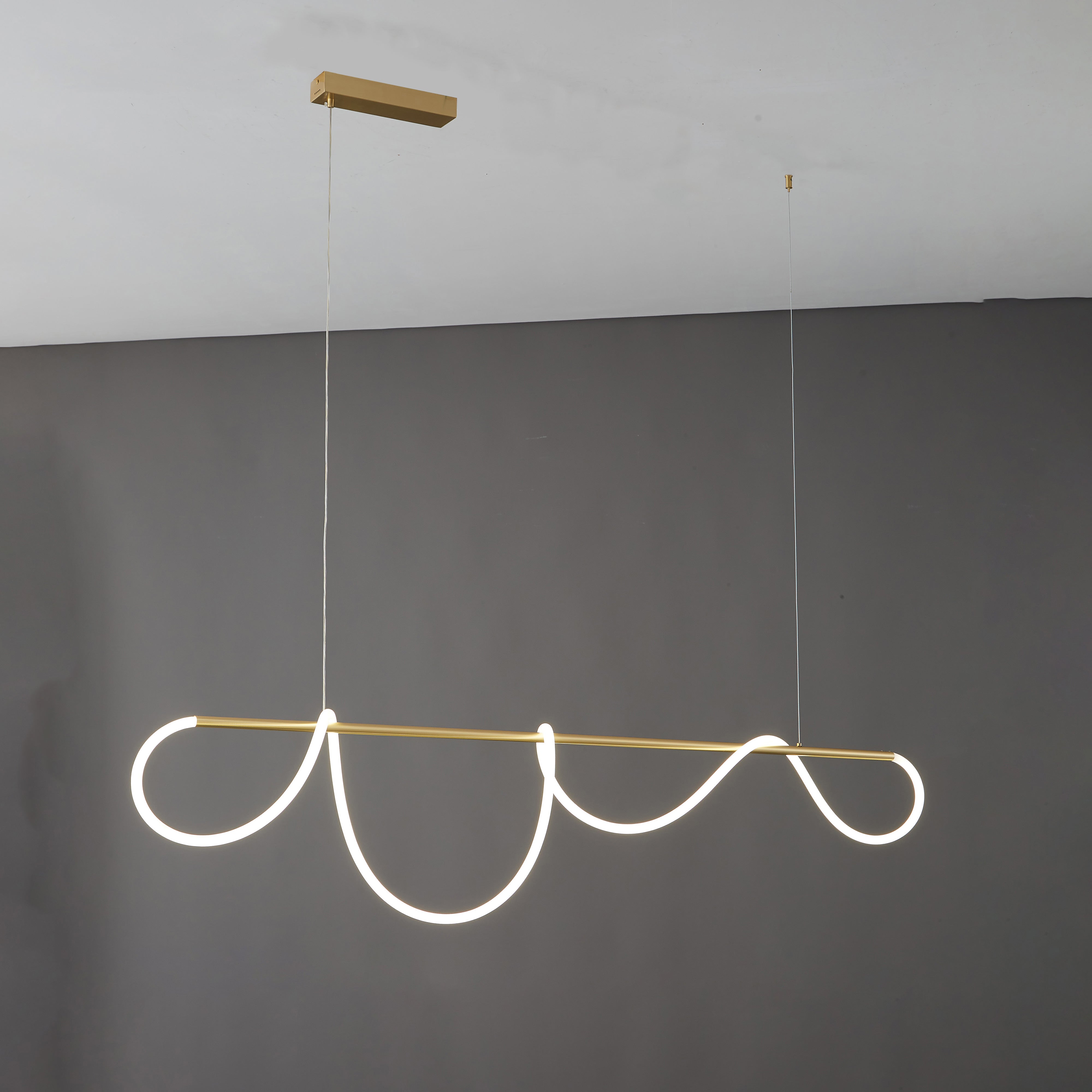 Linear LED Chandelier Silicone 43 in Adjustable Dining Room Pendant Light Warm White 3000K–6000K Remote Dimmable Modern Ceiling Fixture | Thomler
