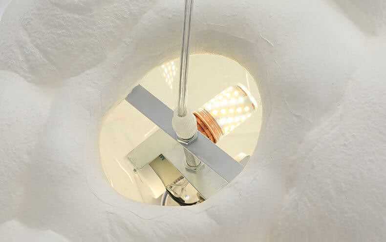 Pendant Light Metal 19.7 in White Adjustable Bedroom Dining Room Modern Hanging Lamp | Thomler