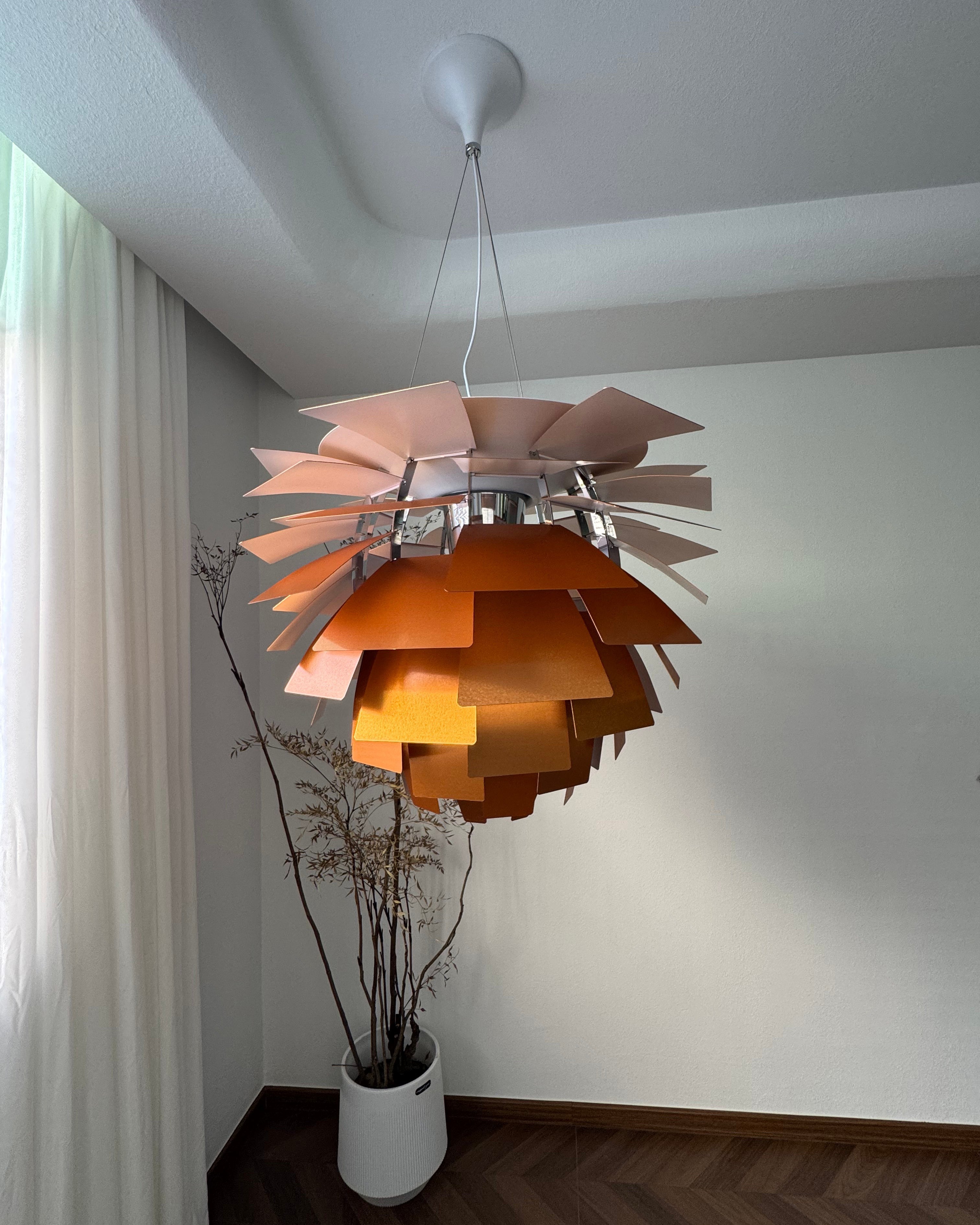 Pendant Light Metal Pinecone 20 in Adjustable Living Room Dining Area Chandelier Decorative Ceiling Fixture | Thomler