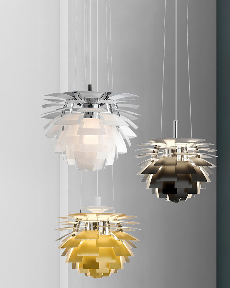 Pendant Light Metal 48.0 cm 18.9" Warm White Dining Room Adjustable Hanging Ceiling Lamp Pinecone Style E27 | Thomler