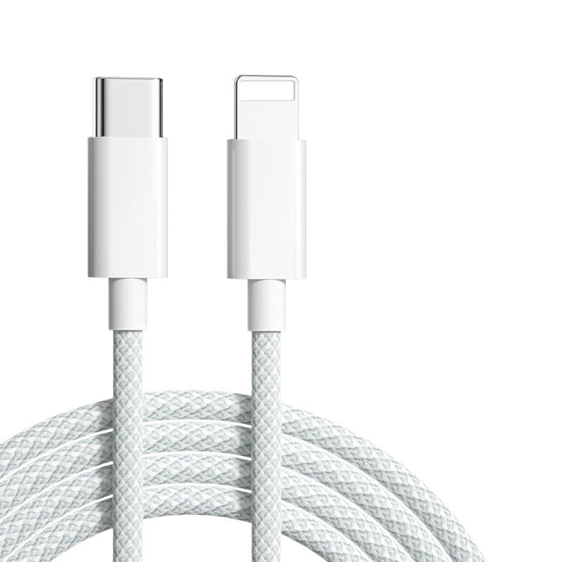 Fast Charging Cable USB-C to Lightning Compatible with iPhone 8-17 Pro Max | Braided Nylon Power Cord | 20W PD Data Sync | Blue Gray Pink | Thomler