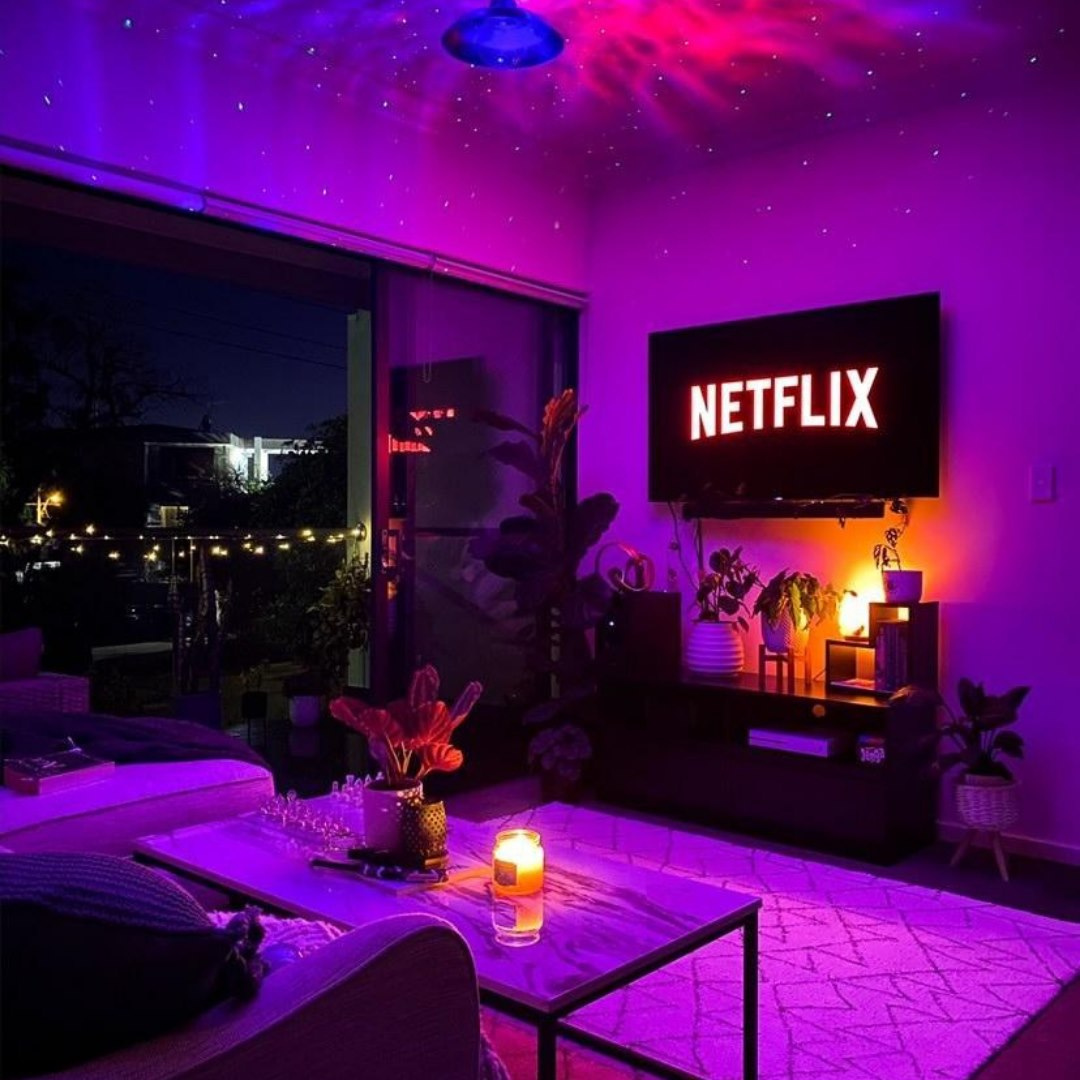 Galaxy Projector ABS Plastic 5 in Home Bedroom Ceiling Night Light 21 Colors Bluetooth Music Remote Controlled Ambiance Lamp | Thomler