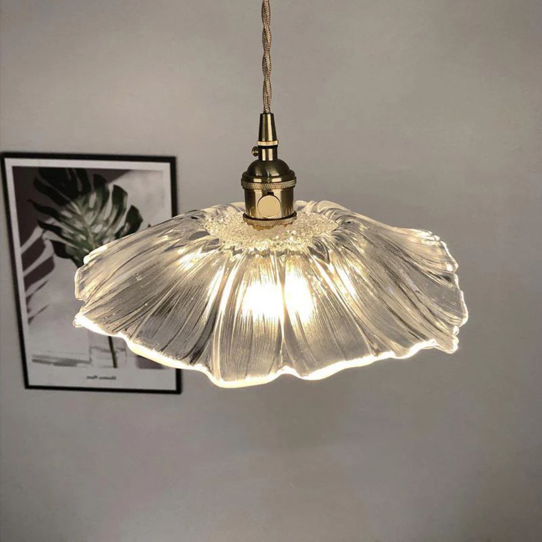 Pendant Light Ribbed Glass 28.0 cm Deep Red Dining Table Hanging Ceiling Lamp Vintage Hallway Lighting E27 | Thomler