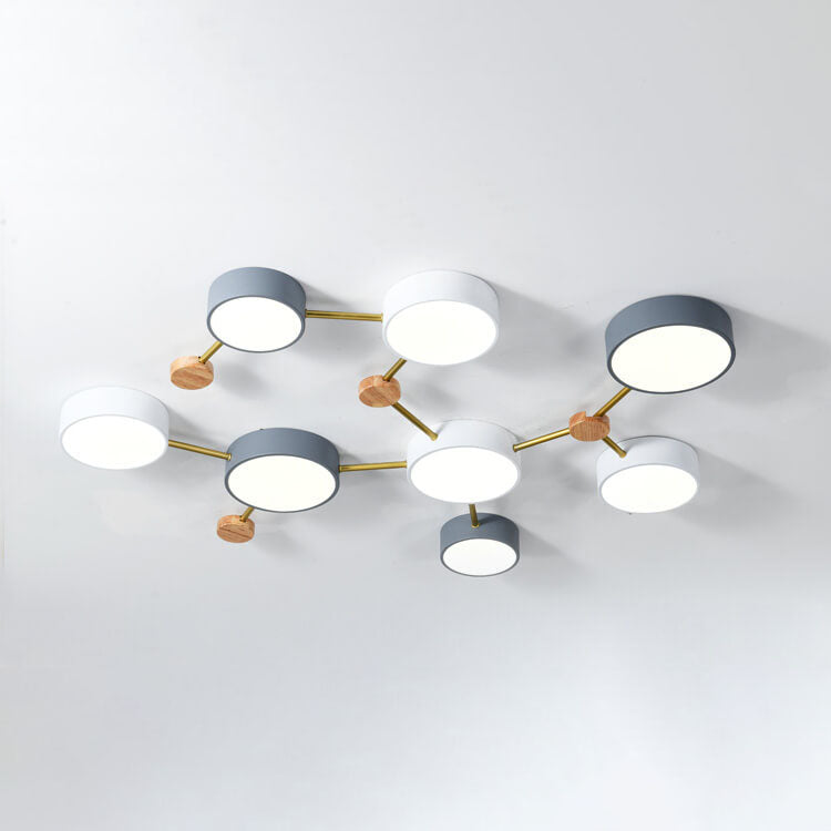 Flush Mount Ceiling Light Iron Solid Wood Acrylic 36W 23.6 in Gray Modern Hallway Living Room Bedroom Lighting | Thomler