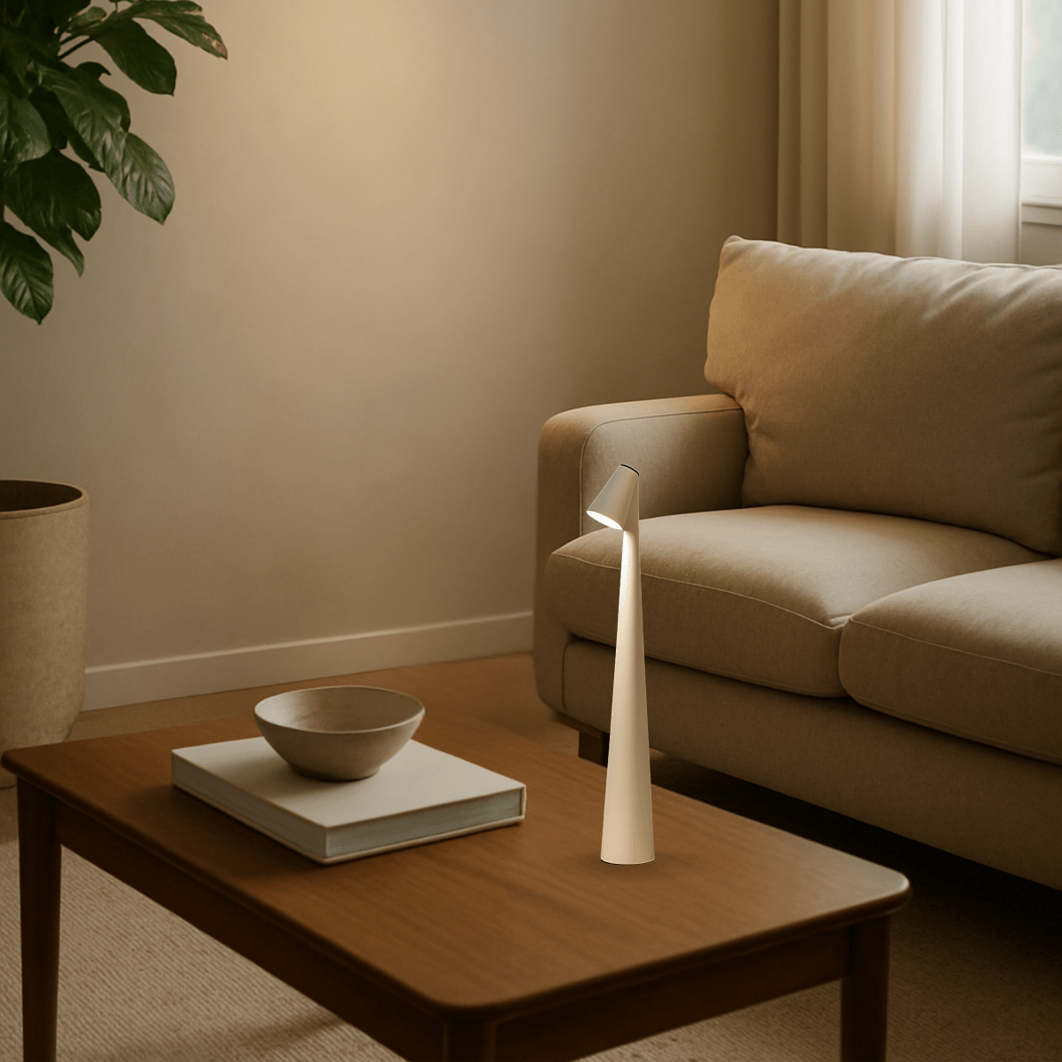 Table Lamp Metal 5.5 in x 17.7 in Cordless Warm White Light Indoor Outdoor Decorative Ambient Lighting | Thomler